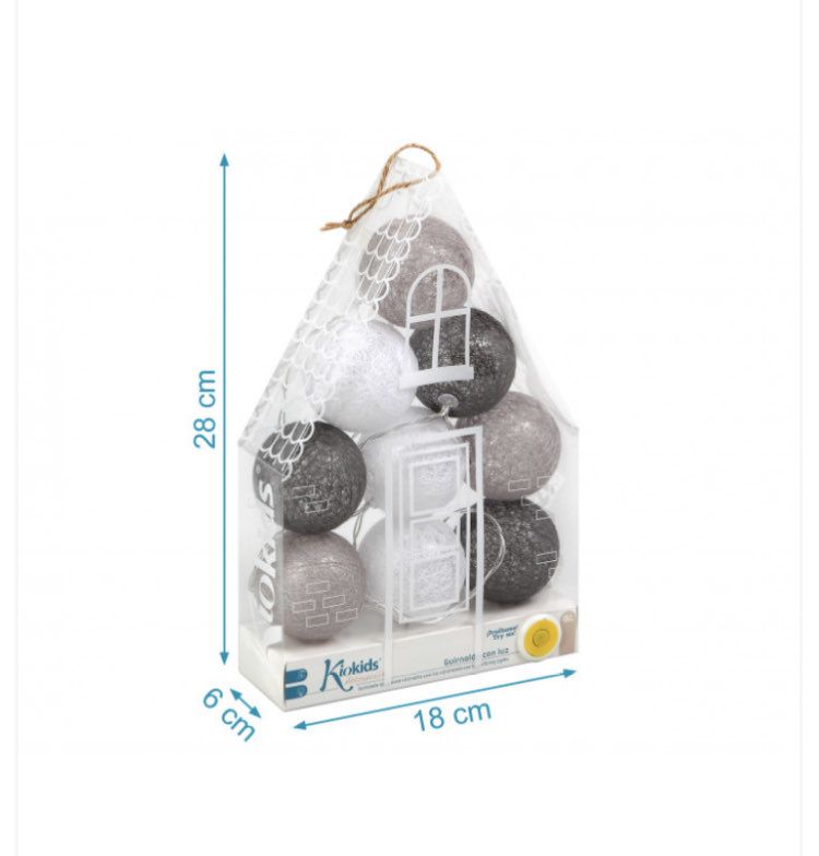 Guirnalda led bolitas gris de Kiokids - Imagen 5