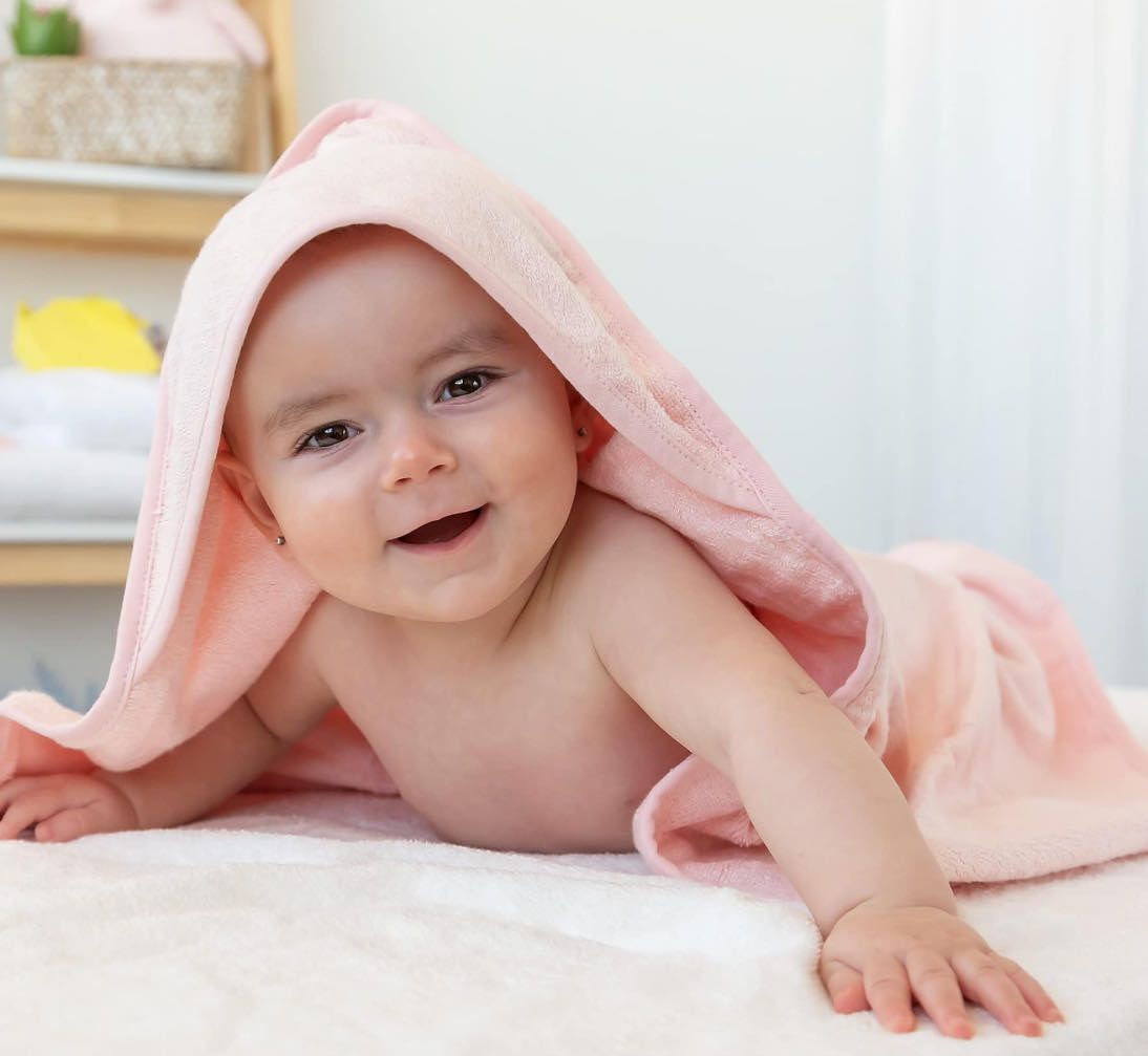 Capa de baño rosa de bambú Kiokids