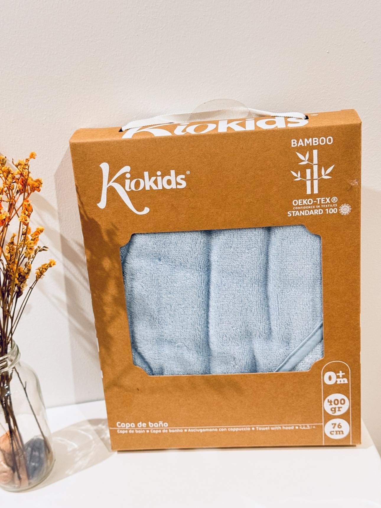 Toalla de baño bebé azul de Kiokids