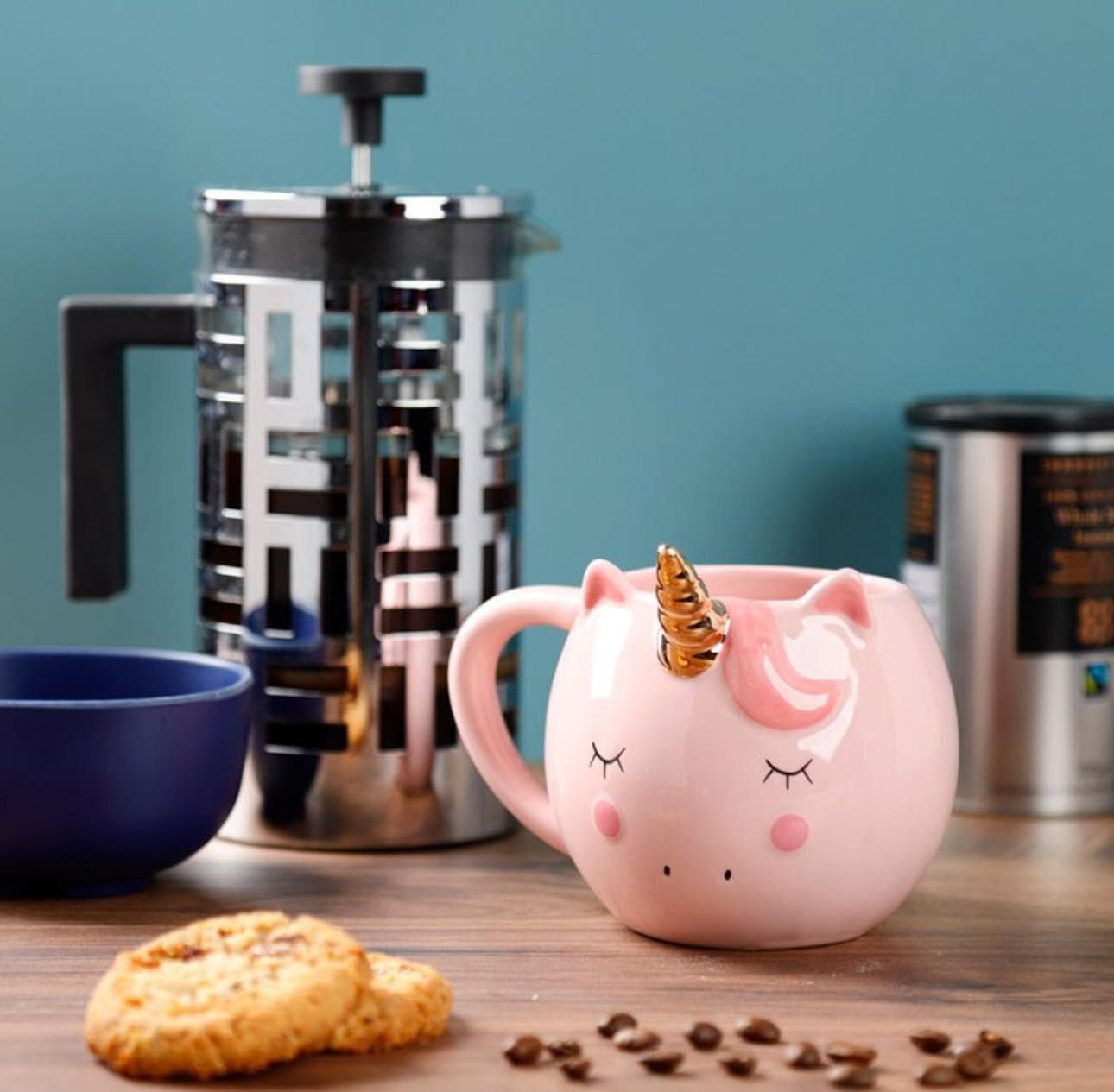 Taza cerámica 3D con forma de Unicornio Rosa