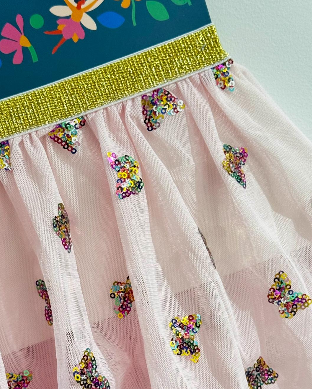 Falda hadas brillante con mariposas de lentejuelas