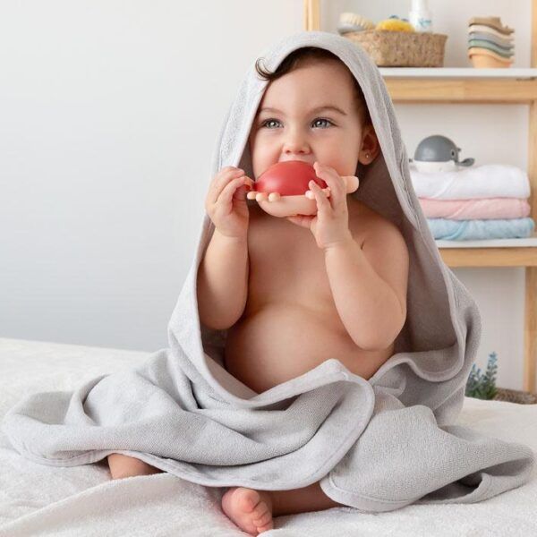 Capa de baño infantil grande de bambú gris