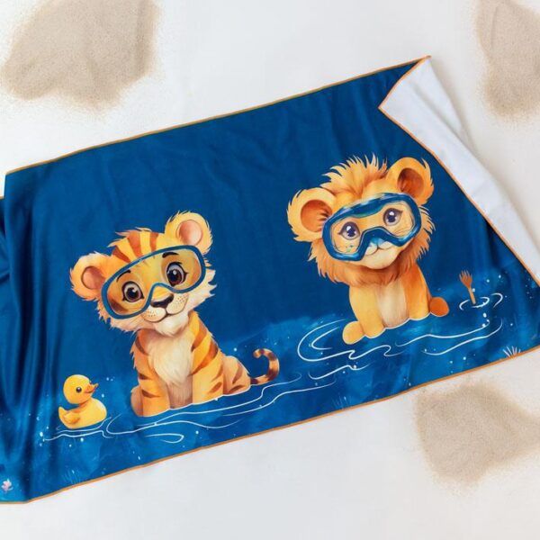 Toalla de playa infantil León y Tigre de Kiokids